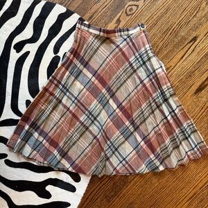 Vintage Plaid Pleated Skirt